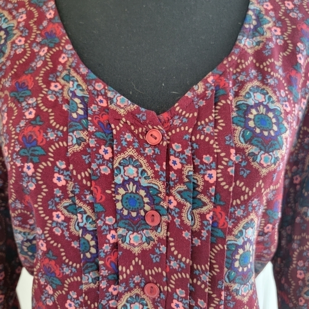 Chelsea Studio Burgandy Floral Dress Size 14/16 - Picture 2 of 9